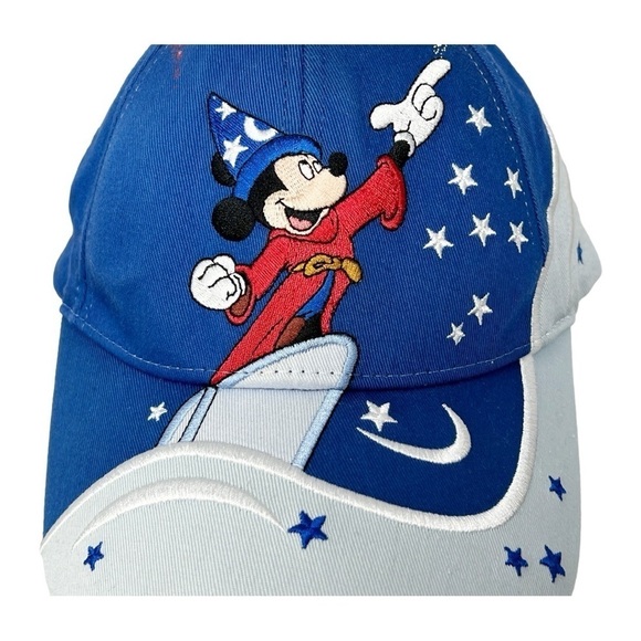 WALT DISNEY WORLD Mickey Fantasia Sorcerer Size Youth Blue White Cap - Picture 3 of 13